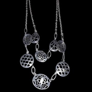 A&I Silvertone Double Strand Designer Necklace